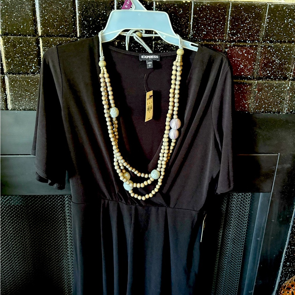 Express Black Wrap Blouse with V-Neck